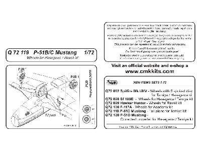 P-51B/C Mustang  Wheels 1/72 for Hasegawa, Revell kit - image 2