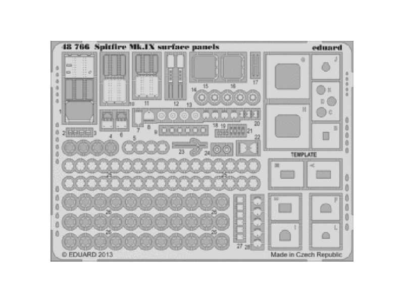 Spitfire Mk. IX surface panels 1/48 - Eduard - image 1