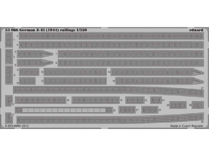 German Z-43 (1944) railings 1/350 - Trumpeter - image 1