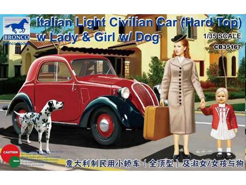 Fiat 500 Topolino Civilian Car (Hard Top) w Lady & Girl & Dog - image 1