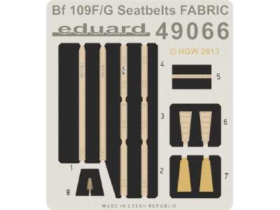Bf 109F/ G seatbelts FABRIC 1/48 - Eduard - image 1