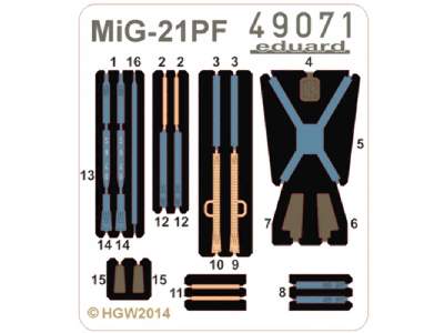 MiG-21PF seatbelts FABRIC 1/48 - Eduard - image 1