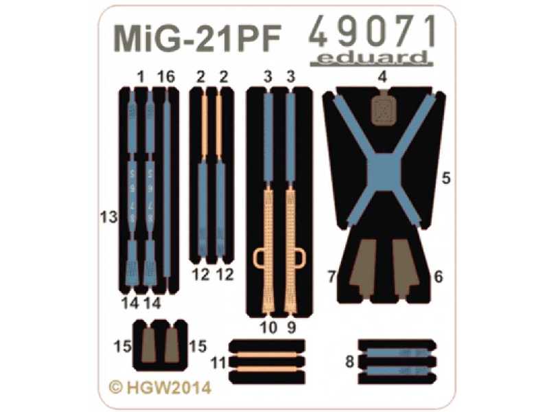 MiG-21PF seatbelts FABRIC 1/48 - Eduard - image 1