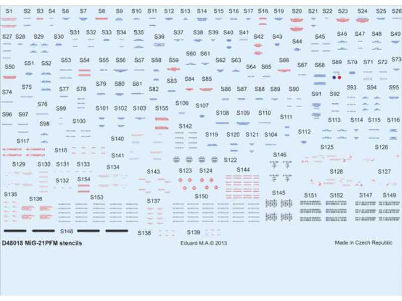 MiG-21PFM stencils 1/48 - Eduard - image 1