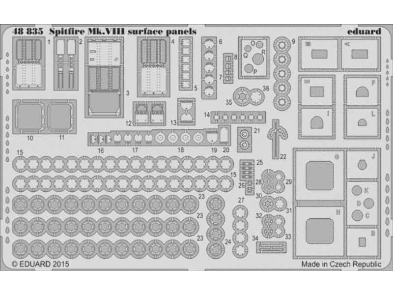 Spitfire Mk. VIII surface panels 1/48 - Eduard - image 1