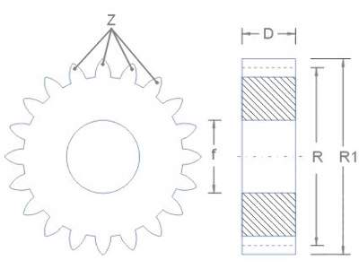 Gearwheel Z: 15 R1: 8,5 R: 7,5 D: 3,5 f: 4,1 - image 2