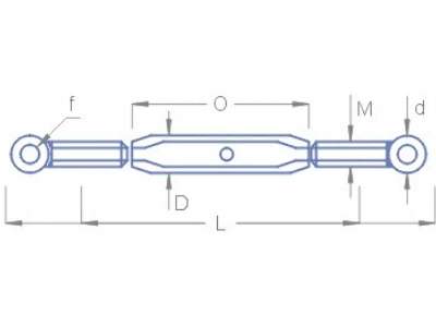 Turnbuckle M2 O: 14 L-min: 22 L-max: 32 D/d: 3 - image 2