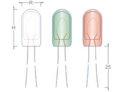 Bulb R: 3,1 H: 6 Voltage (V): 12 Color: Transparent - image 2