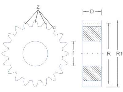 Gearwheel Z: 65 R1: 26,8 R: 26,0 D: 3,0 f: 3,0 - image 2