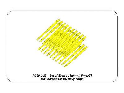 Set of 20 pcs 28 mm (1,1in) L/75Mk.1 barrels for US Navy ships  - image 6